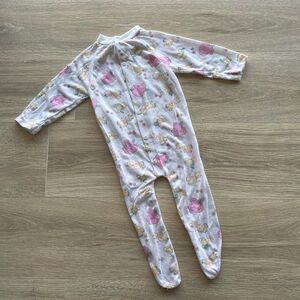 Vintage Pastel Baby Girl Footie Sleeper 9-12 months Safari Animals Cottage READ